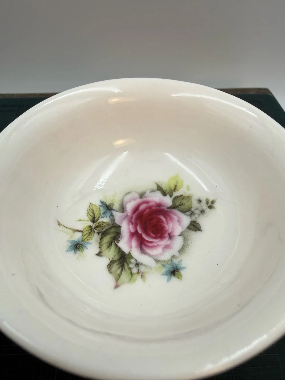 Vintage Fielder Two-Piece Porcelain Roses Floral Tea Strainer and Drip Bowl Cup